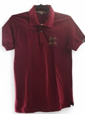 EUC Burberry Burgundy Polo with Signature Check Motif